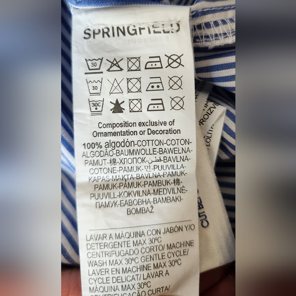 SPRINGFIELD blue striped button down women's shirt with standing collar- S (36) - Picture 9 of 9